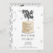 Mr & Mrs Cake & Hearts Zwart Wit Verloving Kaart (Voorkant / Achterkant)