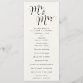 Mr & Mrs Calligraphy Script Classic Chic Wedding Programmakaart (Voorkant)