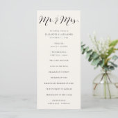 Mr & Mrs Calligraphy Script Geometric Chic Wedding Programmakaart (Staand voorkant)