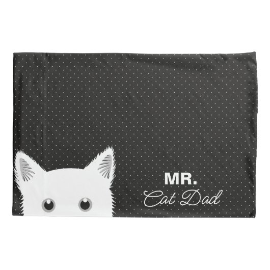 Mr & Mrs Cat Mam en Pa Polka Dot Patroon Kussensloop (Achterkant-Links)