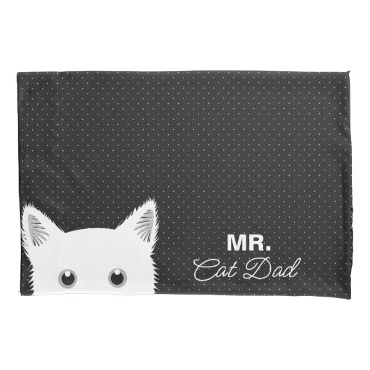 Mr & Mrs Cat Mam en Pa Polka Dot Patroon Kussensloop (Voorkant-Links)