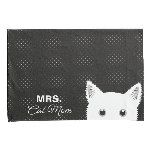 Mr & Mrs Cat Mam en Pa Polka Dot Patroon Kussensloop (Voorkant-Rechts)