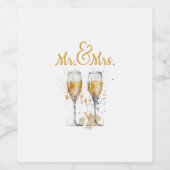 Mr. & Mrs. Champagne Feestviering Wijn Etiket (Enkel label)