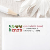 Mr & Mrs Christmas Hearts Adresetiketten Etiket (Insitu)