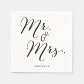 Mr & Mrs Classic Script Calligraphy Name Wedding Servetten (Voorkant)
