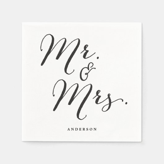 Mr & Mrs Classic Script Calligraphy Name Wedding Servetten (Voorkant)