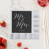 Mr & Mrs Classic Script Calligraphy Name Wedding Servetten (Insitu)