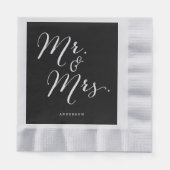 Mr & Mrs Classic Script Calligraphy Name Wedding Servetten (Voorkant)