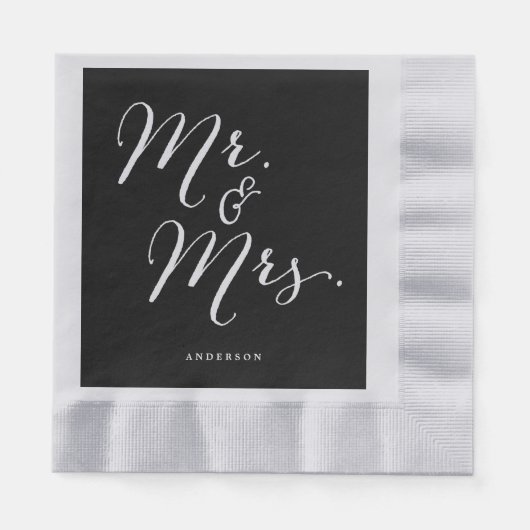 Mr & Mrs Classic Script Calligraphy Name Wedding Servetten (Voorkant)
