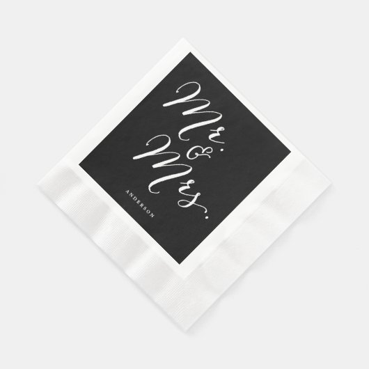 Mr & Mrs Classic Script Calligraphy Name Wedding Servetten (Hoek)