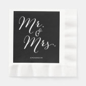 Mr & Mrs Classic Script Calligraphy Name Wedding Servetten (Voorkant)