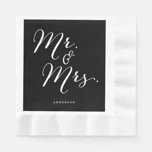 Mr & Mrs Classic Script Calligraphy Name Wedding Servetten (Voorkant)