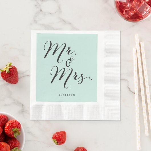 Mr & Mrs Classic Script Calligraphy Name Wedding Servetten (Insitu)