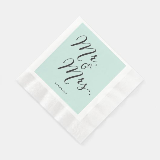 Mr & Mrs Classic Script Calligraphy Name Wedding Servetten (Hoek)