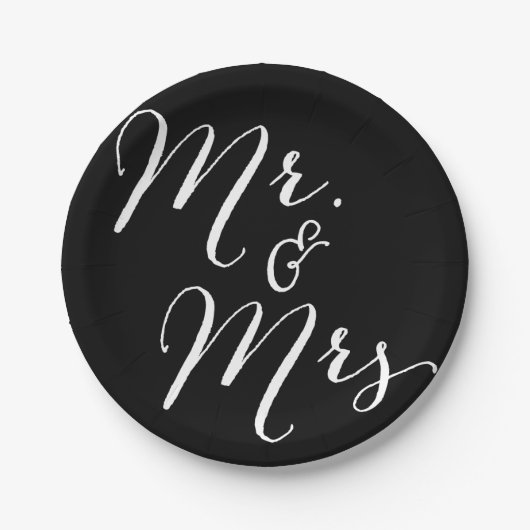 Mr & Mrs Classic Script Chic Calligraphy Trouwen Papieren Bordje (Voorkant)