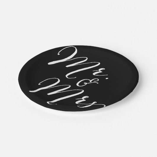 Mr & Mrs Classic Script Chic Calligraphy Trouwen Papieren Bordje (Gekanteld)