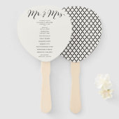Mr & Mrs Classic Script Geometric Wedding Program Handwaaier (Voorkant en achterkant)