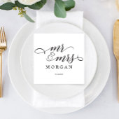 Mr & Mrs Classic Script Wedding Cocktail Napkin Servet