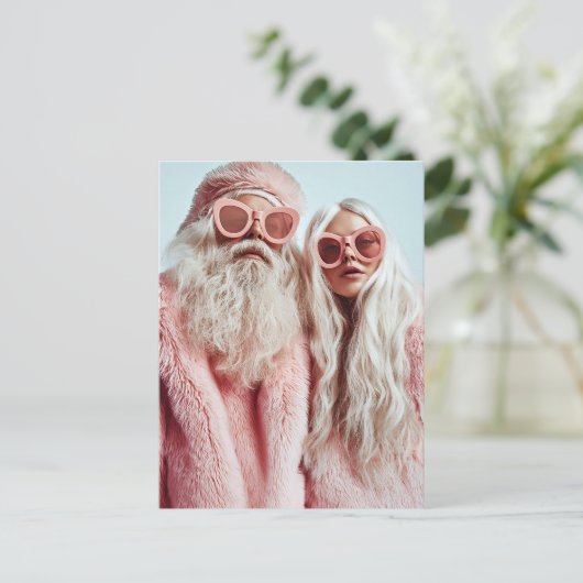 Mr. & Mrs. Claus draaien hoofden op festival Feestdagenkaart (Staand voorkant)