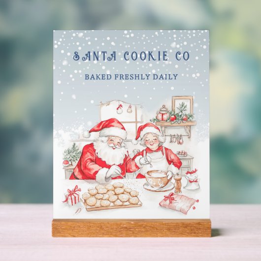 Mr & Mrs Claus Kerstkoekjes Acryl Bord (Neutraal)