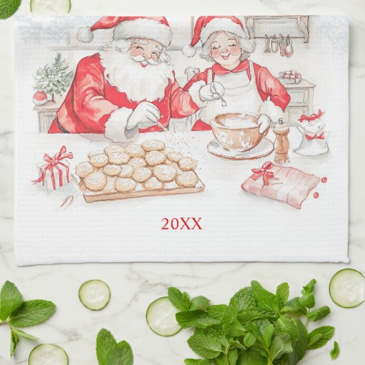 Mr & Mrs Claus Kerstkoekjes Keuken Handdoeken (Gevouwen)