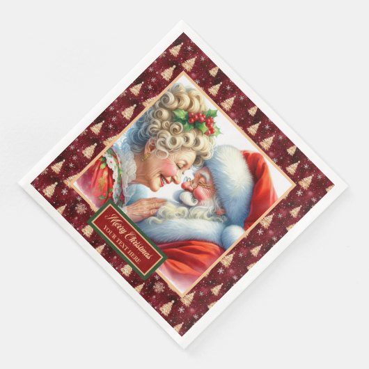 Mr & Mrs Claus Kerstservetten Rood Goud Servet (Hoek)