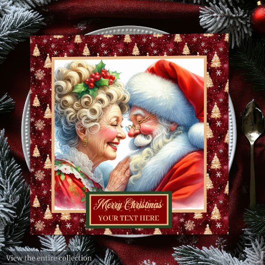 Mr & Mrs Claus Kerstservetten Rood Goud Servet