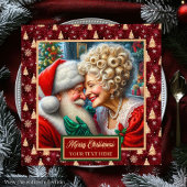 Mr & Mrs Claus Vakantie Servetten Rood Goud Groen