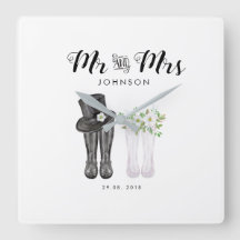 Mr & Mrs Clock Wedding Jubileum kerstcadeau