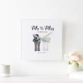 Mr & Mrs Clock Wedding Jubileum kerstcadeau Vierkante Klok (Huis)