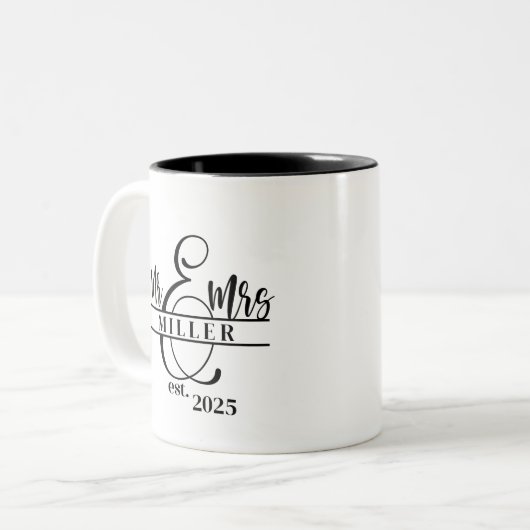 Mr. & Mrs. Coffee Mug Tweekleurige Koffiemok (Voorkant links)
