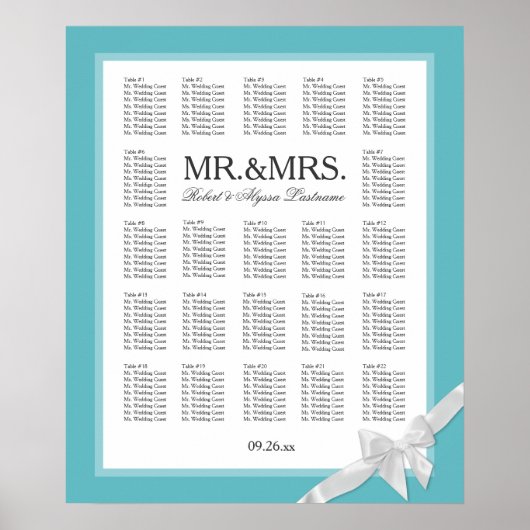 Mr. & Mrs Color Select met Boow Seating Chart Poster (Voorkant)