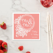 Mr & Mrs  Coral Personalized Napkins Servetten (Insitu)