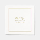 Mr & Mrs Couple Elegant Wedding Name Date Gold Nap Servet (Voorkant)