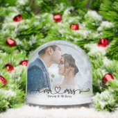 Mr & Mrs Couple Picture Calligraphy Heart Wedding Sneeuwbol (Kerstmis)