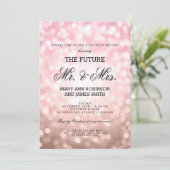 Mr. Mrs. Couples Douche Roos Blush Pink Bokeh Ligh Kaart (Staand voorkant)