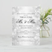 Mr. Mrs. Couples Douche Zilveren Shimmer Lights Kaart (Staand voorkant)