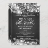 Mr. Mrs. Couples Douche Zilveren Sparkle Lights Kaart (Voorkant / Achterkant)