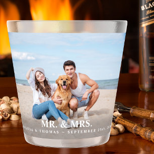 Mr & Mrs Custom Foto Pas getrouwd Name Date Weddin Shot Glas