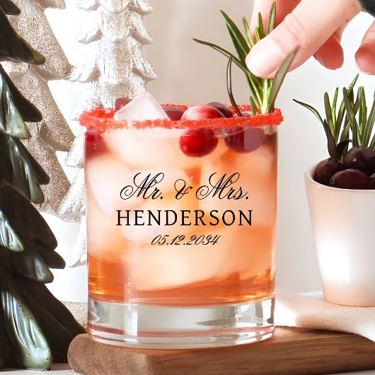 Mr. Mrs. Custom Huwelijksreceptie Cocktail Whisky Glas