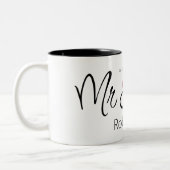 Mr & Mrs Custom Naam Elegant Eenvoudige Two-Ton Tweekleurige Koffiemok (Links)