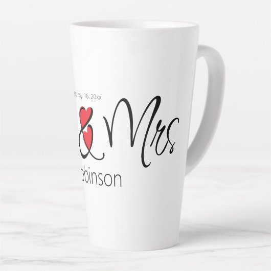 Mr & Mrs Custom Naam Elegant Modern Two-Ton Latte Mok (Rechterhoek)