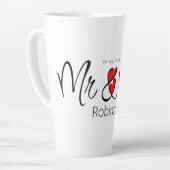 Mr & Mrs Custom Naam Elegant Modern Two-Ton Latte Mok (Linkerhoek)