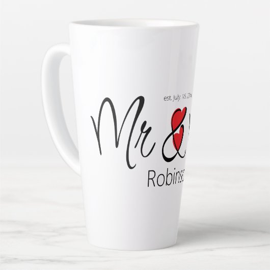 Mr & Mrs Custom Naam Elegant Modern Two-Ton Latte Mok (Linkerhoek)
