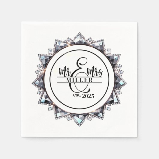 Mr. & Mrs. Custom Name  Napkins Servet (Voorkant)
