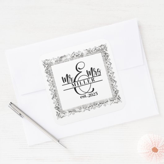 Mr & Mrs Custom Name Sticker (Envelop)