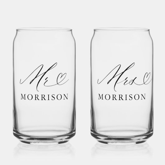 Mr & Mrs Custom Photo Modern Blikvorm Glas (Voorkant)