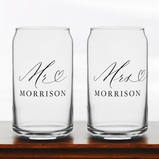 Mr & Mrs Custom Photo Modern Blikvorm Glas