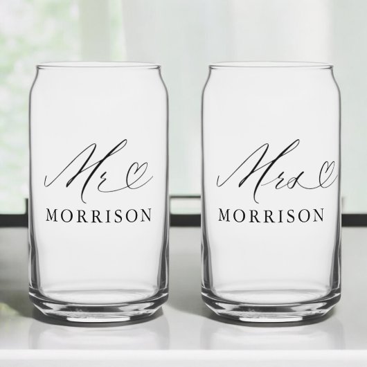 Mr & Mrs Custom Photo Modern Blikvorm Glas