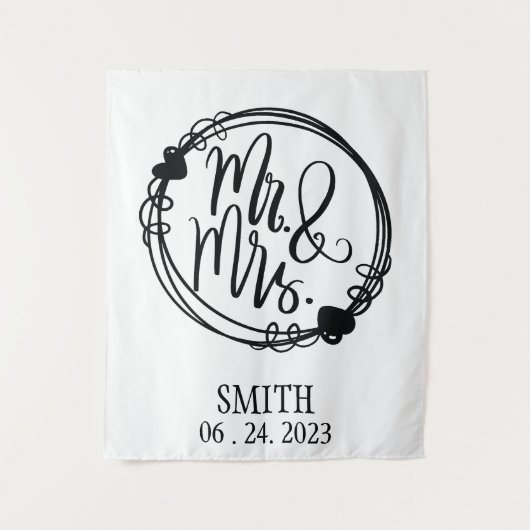 Mr & Mrs Custom Wedding Backdrop Wandkleed (Voorkant)